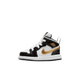 Jordan 1 Mid Patent Black White Gold